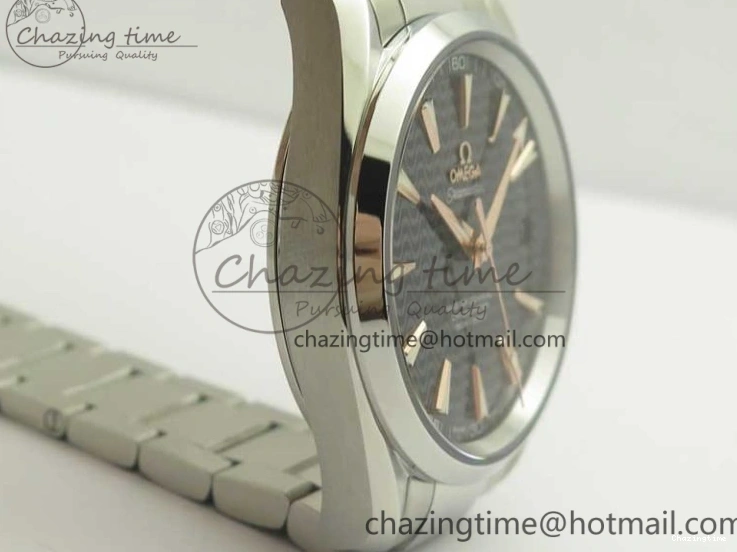 0224 FlexibleFit Aqua Terra 150M SS VSF 1:1 Best Edition Black Wave Textured Dial RG Hand on SS Bracelet A8500 Super Clone 8032